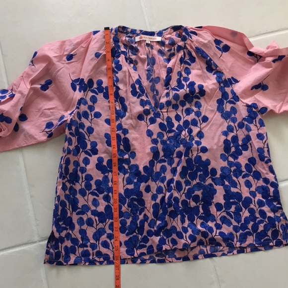 Tuckernuck Ro’s Garden Marcia top in pink and blue block print M - L - Picture 7 of 15
